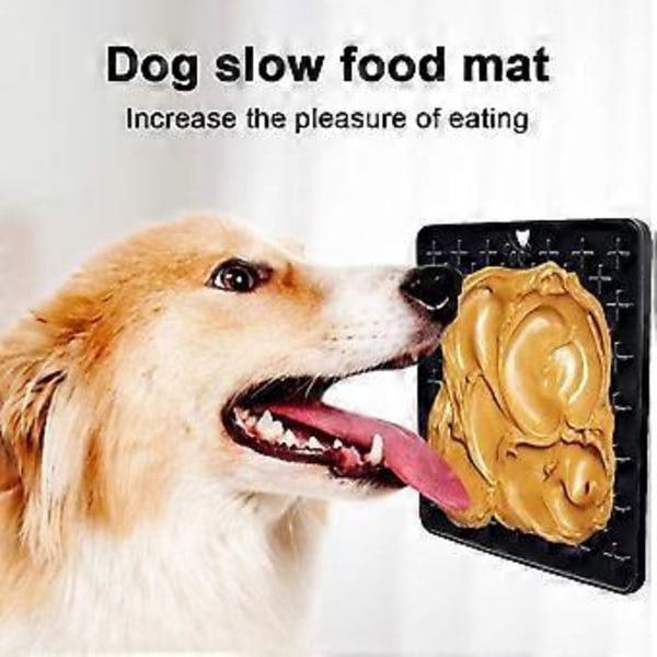 Hund Långsam Ätare Slickmatta, för Mat, Godis, Yoghurt eller Jordnötssmör (svart)
