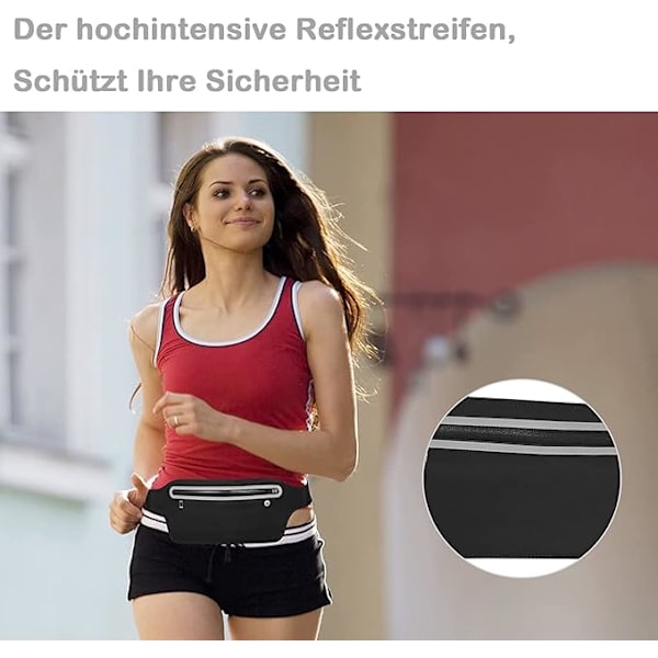 Unisex version - Vuxen bananväska, svart, utomhus sport midjeväska