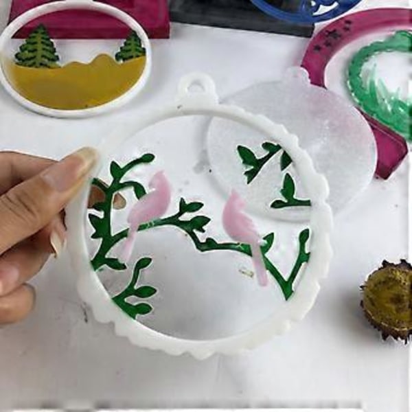 Julgran Fjäril Form DIY Fotoram Hänge Vardagsrum Dekoration Månbas Fäste Ornament Silikonform 4