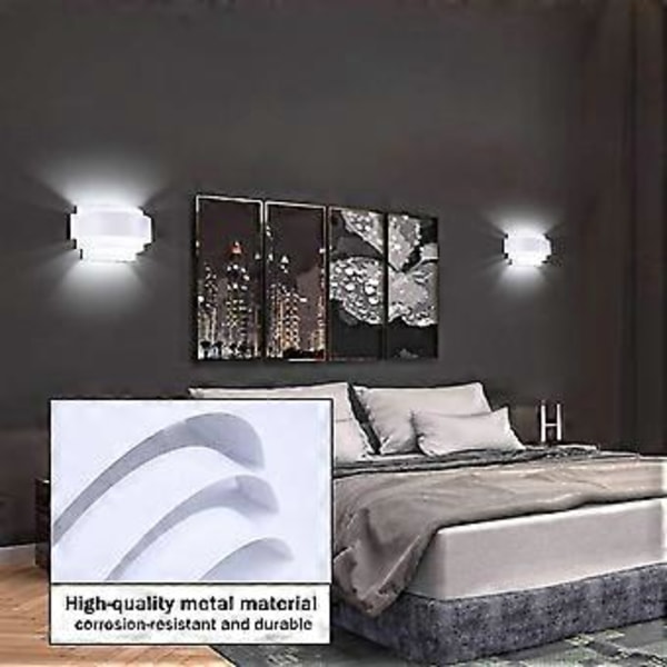 12W LED Væglampe Indendørs 3 Farvetemperaturer Moderne Metallampe Vægbelysning Til Soveværelse Trappe Butik Stue Kontor Veranda Hvid