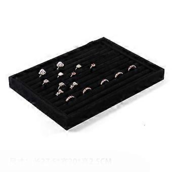 Elegant Smyckesbricka i Sammet Halsband och Armband Organiseringsställ Stilfull Accessoarer Presentationsplatta Svart Black