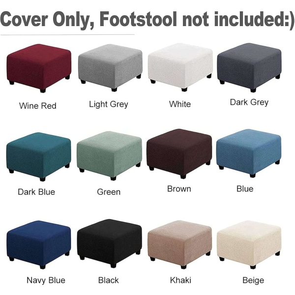 Large Light gray Square Footstool Cover Stretch Ottoman Cover Plu