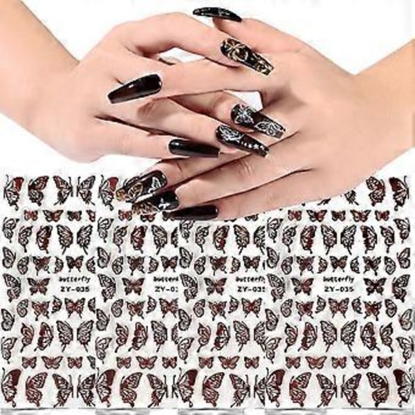8 st fjärilsnagelkonst med 3D folielaser nagelstickers