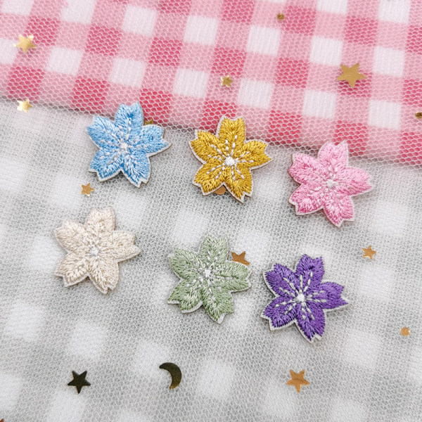 Set of 6 embroidery small cherry blossom embroidery sticker embro