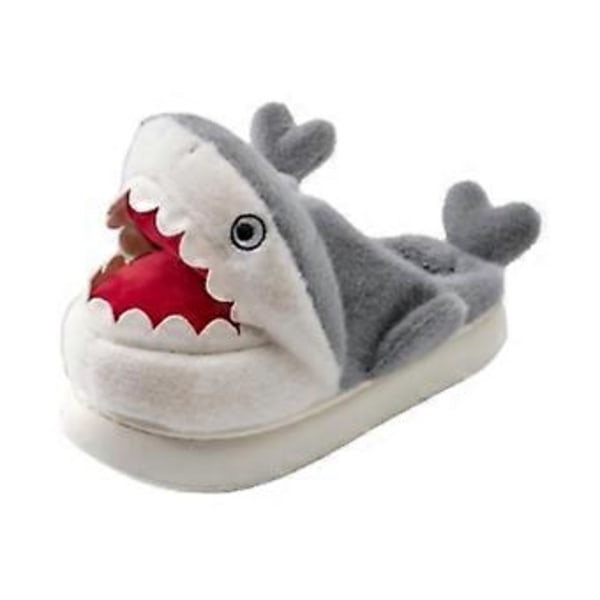 Haikitossut, lämpimät eläintossut talveksi, pörröiset tossut, luovat pehmeät söpöt puuvillatossut naisille ja miehille (EU-koko 44–45) EU Size 44 to 45