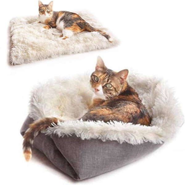 Katte- og hundeseng, 2 i 1 myk og komfortabel katteseng med dobbel funksjon