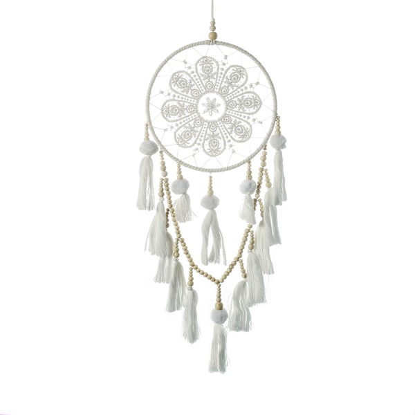 Drömfångare Väggdekor med Pom Poms, Boho Macrame Drömfångare