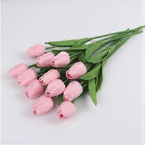 Konstgjorda Blommor Mini PU Tulpanbukett Falska Växter för Bröllopsrum Hem Hotell Fest Event Dekor Mörkrosa