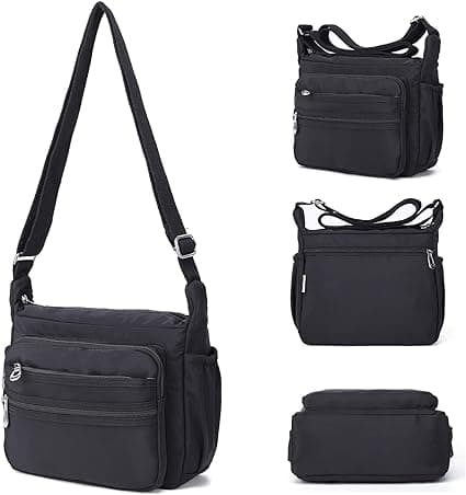 (S, Sort) Nylon Dame Messenger Taske Vandtæt Multi-Pocket Me