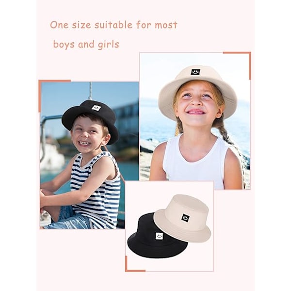 Todelt (svart og beige) bambushatt, solhatt for barn,