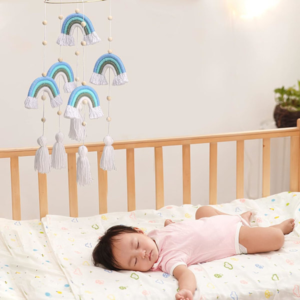 Baby Seng Mobile Nyfødt Barnehage Henge Mobile Regnbue Seng Mobile