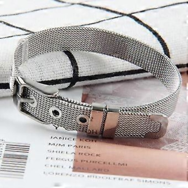 Rustfri Stål Mesh Kæde Lige Stil Stencil Armbånd Håndkæde Justerbar Mode til Mænd