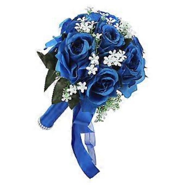 Kongeblå simuleret rosebuket, lille håndbuket/silkestof/20*24cm