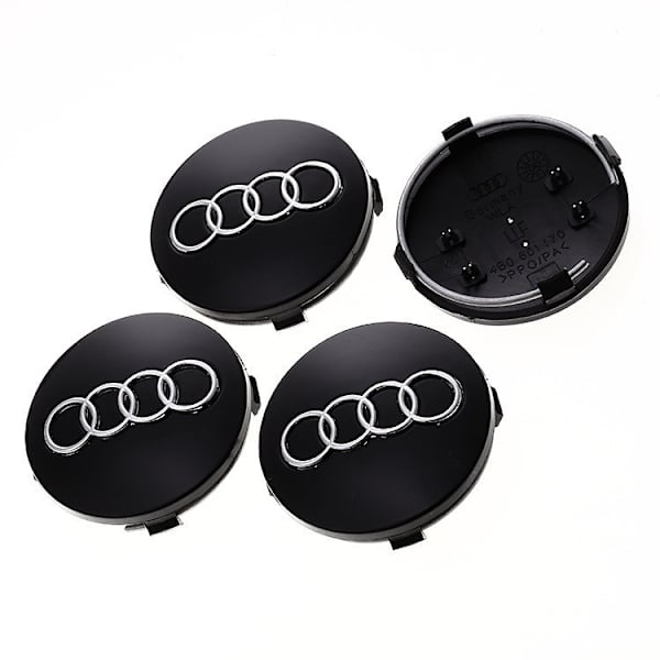 Audi sorte 60mm, 4-delt sæt af Audi alufælge, emblemer