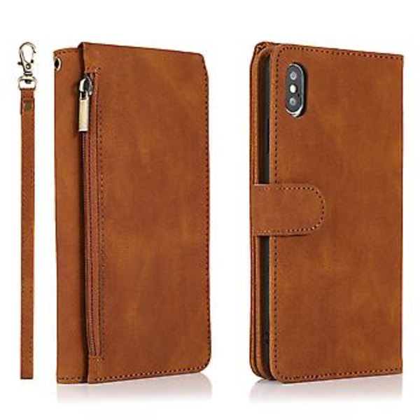 Skin-feel Crazy Horse -kotelo iPhone XS / X -puhelimelle Brown