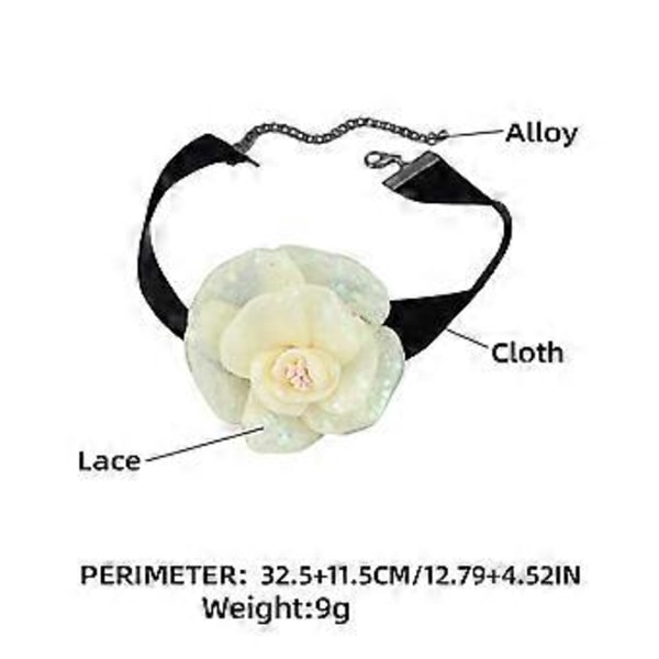 Elegantti ruusu choker kaulakoru naisille tytöille vintage kangas pitsi kaulaketju näyttävä hääkoru illallisjuhliin valkoinen White