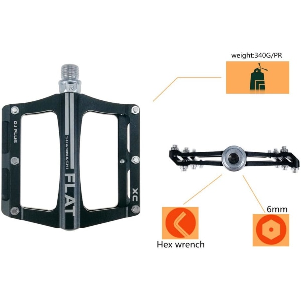 1 par aluminiums sykkelpedaler, sklisikre pedaler for terrengsykkel