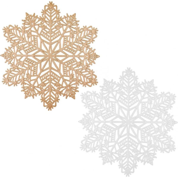 (Guld) 3 stj set jul snöflinga placemats gyllene metall holida