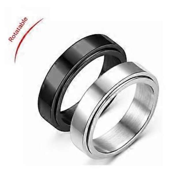 Par Ring Rustfrit Stål Roterbar Ring Silver 11