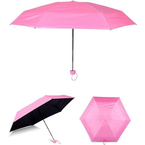 Mini kompakt paraply vindskyddande resor sol & regn med kapselväska