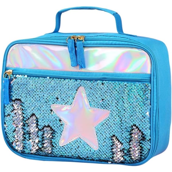 1 stk Lunsjboks for jenter Dobbeltsidig Sequin Lunsjboks Havfrue Lunsj Tote Ba