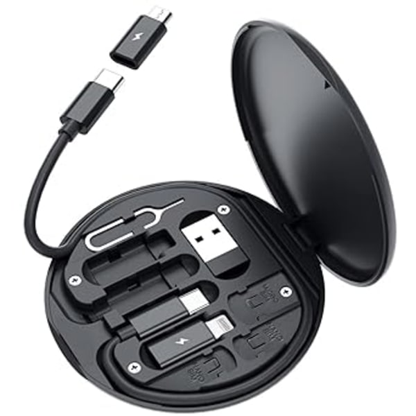 USB(svart) Adapter Kit Kabelkort, Multi-Type Laddningskabel Case