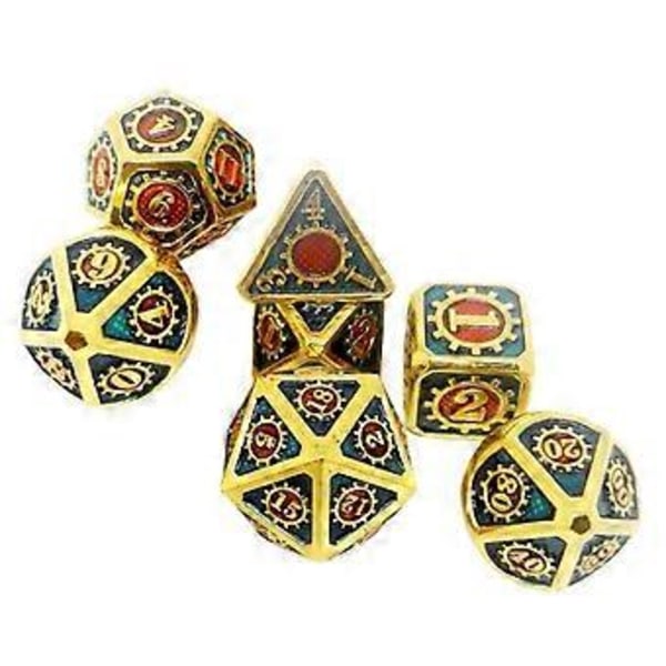 7 st/förpackning Polyedrisk zinklegering för Dragon Scales DnD RPG brädspelstärningar (20) 20
