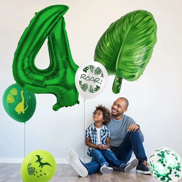 Dino 4. fødselsdag balloner, børnefødselsdag dekoration 4. fødselsdag