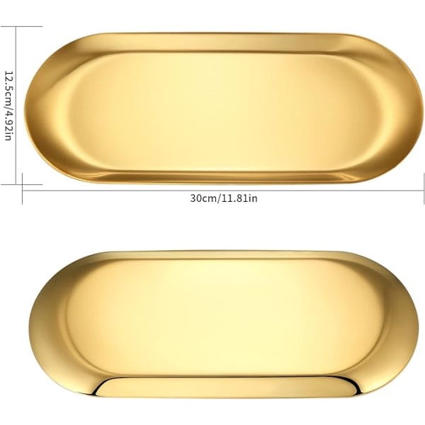 30 * 12 cm, gullfarget oppbevaringsbrett, serveringsbrett i rustfritt stål, C