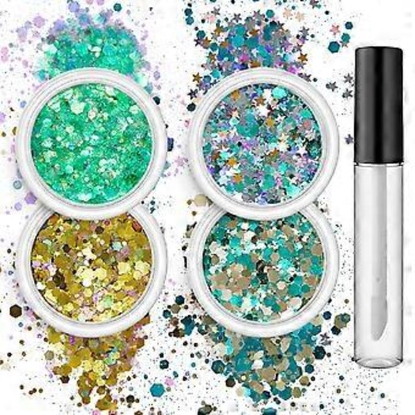 4 Ask Nagelkonst Glitter Paljetter Nagel Flakes Design Holografiska Nagelkonst Tillbehör för Kvinnor Flickor Manikyr Glimmer Set of 12