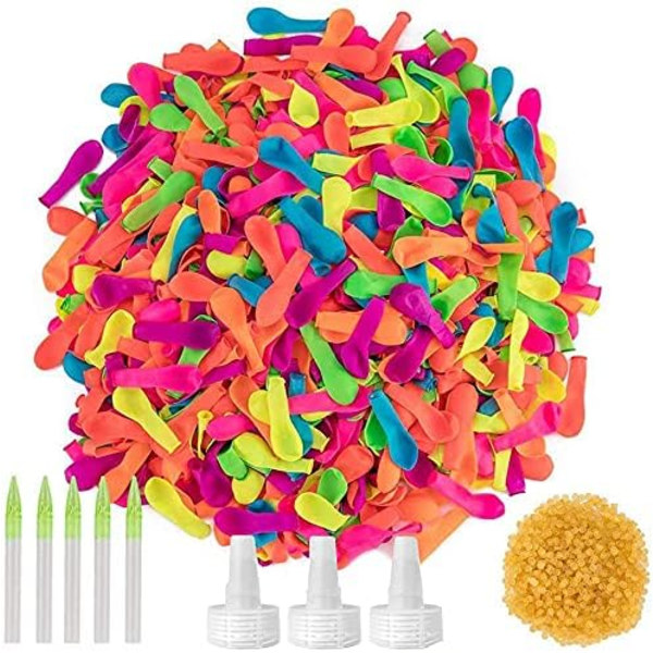 Vandballoner Refill Kits 1000 Pakke Farverige Latex Bomber Vandkampspil Sports Splash Sommersjov til Børn og Voksne（B）