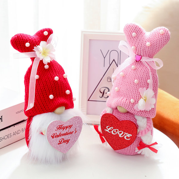 Söt dvärgdocka Valentinsdag Dekoration Kärlek Dvärgdocka Gav Honom 2 Valentinsdagspresenter