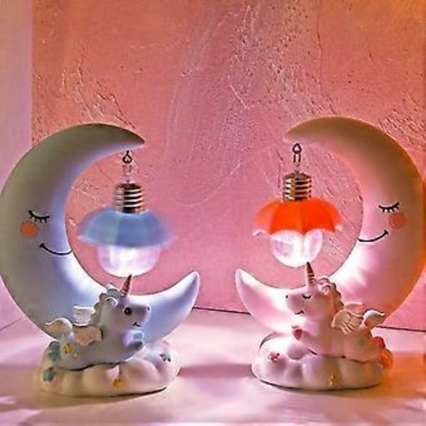 Rsine Lune LED nattlampa, tecknad baby dagislampa, leksak för barn hantverksmässig bordslampa för julklapp sovrum (Färg