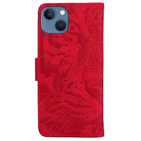 Tiger Präglat Läderfodral För iPhone 14 Rejection