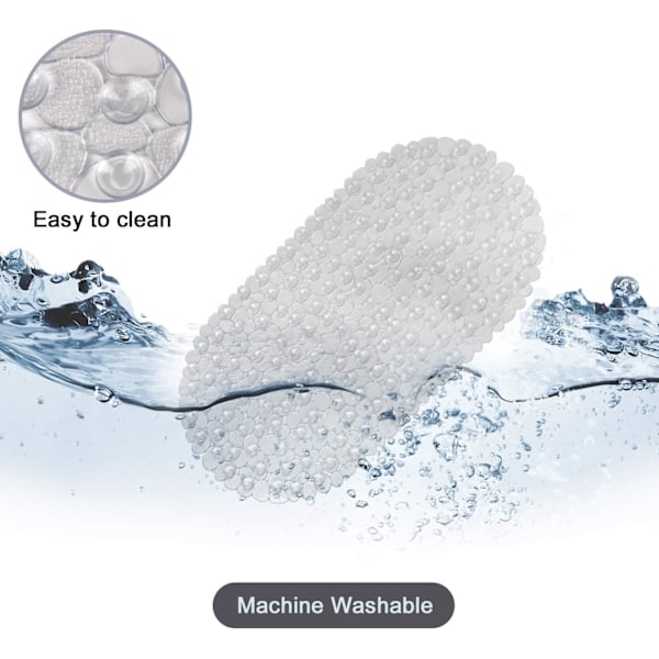 Pebbles Badematte Klar Antislipp Badekarmatte med Sugkopper, D