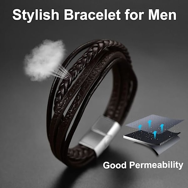 Herr armband 21cm herr läder brun handled vattentät bh