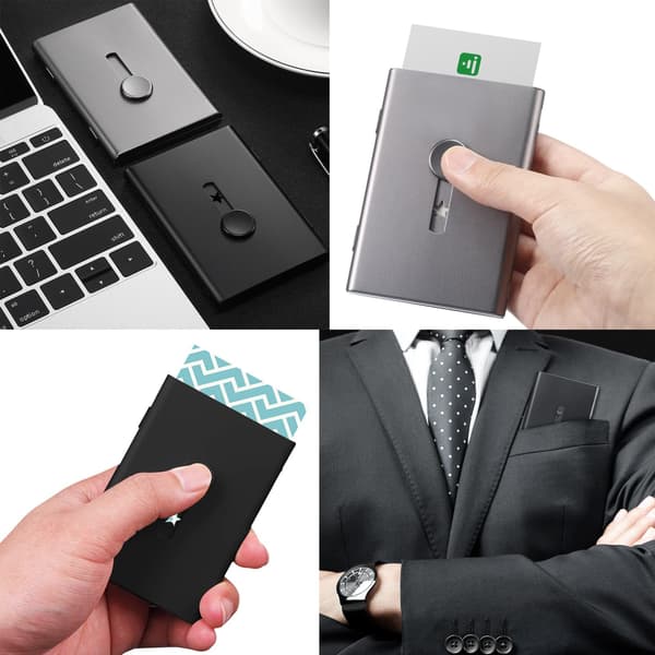2 Pak Visitkort Holder, Tommel-Drev Visitkort Etui Glide