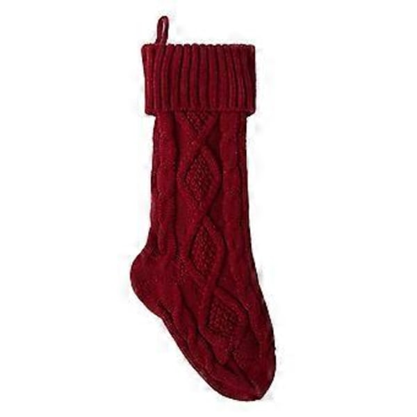 Kraftig Stickad Julklapp Present Godisstrumpor Julstrumpa Högtider Fest Heminredning Red 46cm