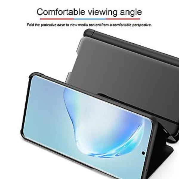 För Galaxy S20+ Pläterat Spegel Horisontellt Flip Läderfodral med Hållare För Galaxy S20+ Black