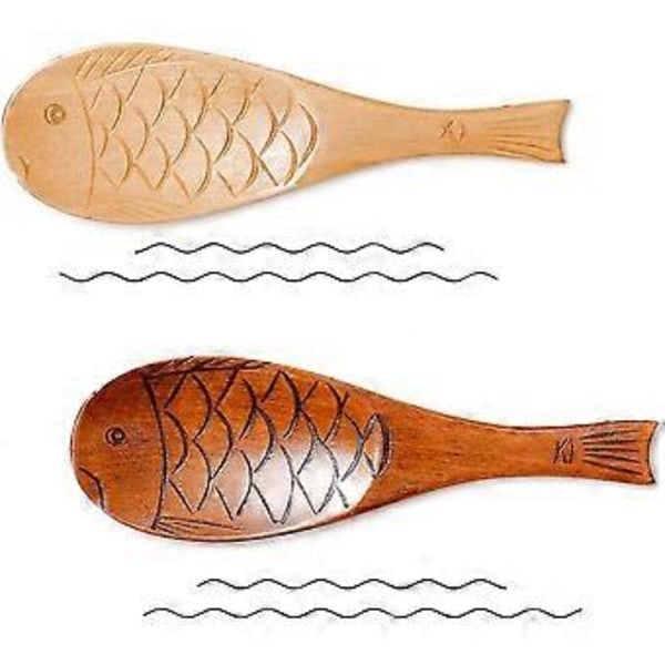 2-pack Trä Risslev, Rissked, Köksspatel i trä för ris, Lättrengjord Risskopa, Fiskformad Träslev