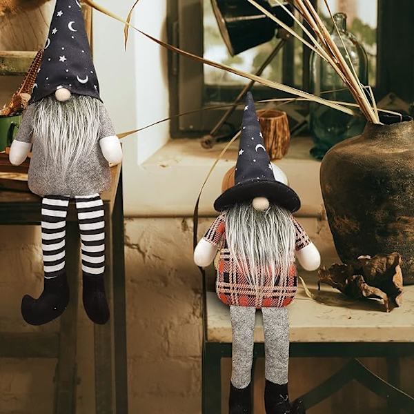 2-pack 15-tums Halloween-tomtar plysch Herr och Fru Docka Handgjord Elf