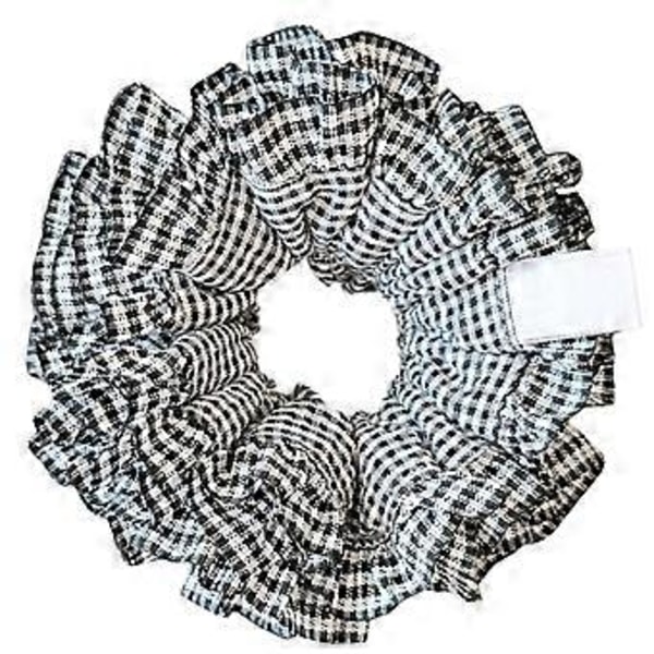 Æstetiske Scrunchies Elastisk Flerlags Blonde Hårreb Bryllupsfest Strand Hovedbeklædning Store Knolde Hårelastik Ternet Scrunchy Sort Black