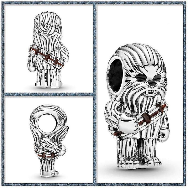 S925 Silver Smycken Star Wars Anime Tillbehör Yoda Bb-8 R2 Mandalorian Diy Pärlor Armband Halsband Berlock Passar Pandora Leksaker Present.C044-S2.