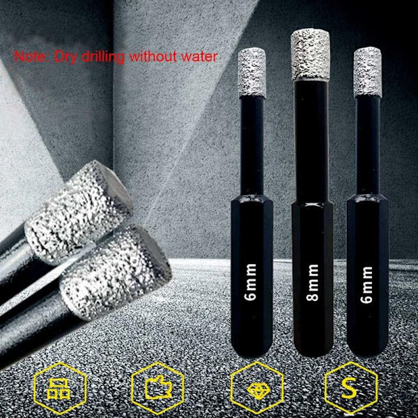 Set med 4 diamantborr för kakel, keramik, porslinssten