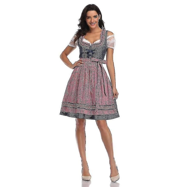 Tradisjonell kvinnelig tysk Oktoberfest-kostyme bayersk oktoberfest øl-pike Wench Dirndl Fancy Dress Halloween-festantrekk.L.Marineblå