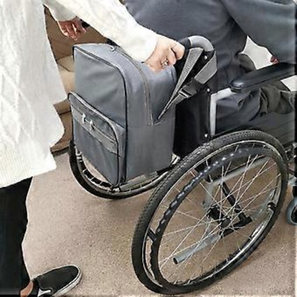 Helposti Kiinnitettävä Pyörätuolin Säilytyslaukku Pyörätuolin Matkalaukku Suuri Vedenpitävä Säilytyslaukku Päivittäiseen Käyttöön ja Mukavuuteen Harmaa Gray
