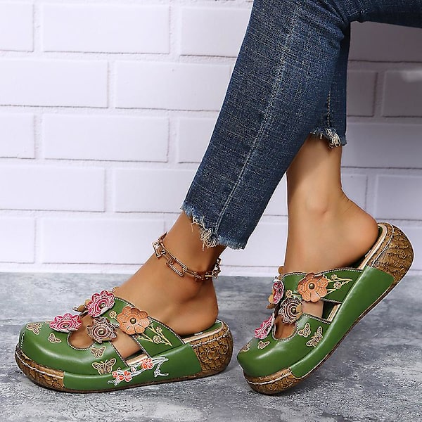 Dame Slippers Boho Bohemia Strand Gå Slip-on Sandaler.40.