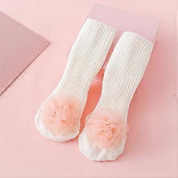 Babystrumpor Spets Blomma Tillbehör Nyfödd Bomull Småbarn Halkfria Golvstrumpor Spädbarnskläder Duschgåva pärla stor blomma M bead big flower M