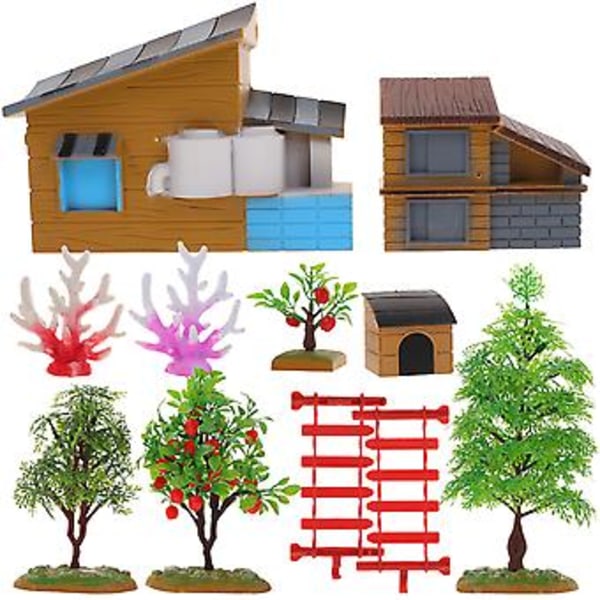 1 Sett Miniatyr Gårdshus Mini Gård Ornamenter Mini Hus Hagedekor For Leker til Barn