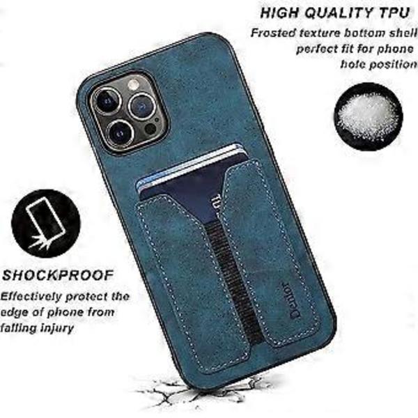 Kotelo iPhone 12 Pro:lle, PU-nahkainen lompakkokotelo luottokorttipaikalla, erittäin ohut suojakotelo iPhone 12 Pro 6,1 tuumalle (sininen)